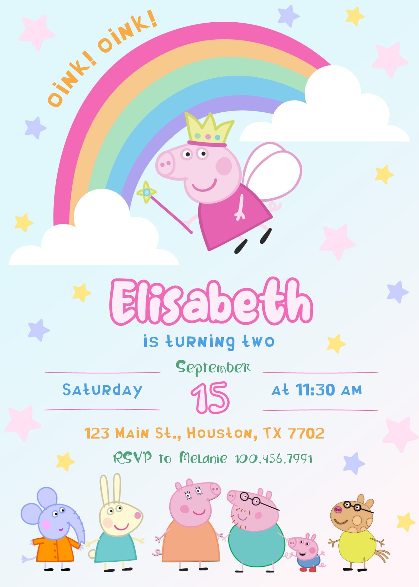Peppa Pig customizable invitation template | Share or Print | girl | CR436