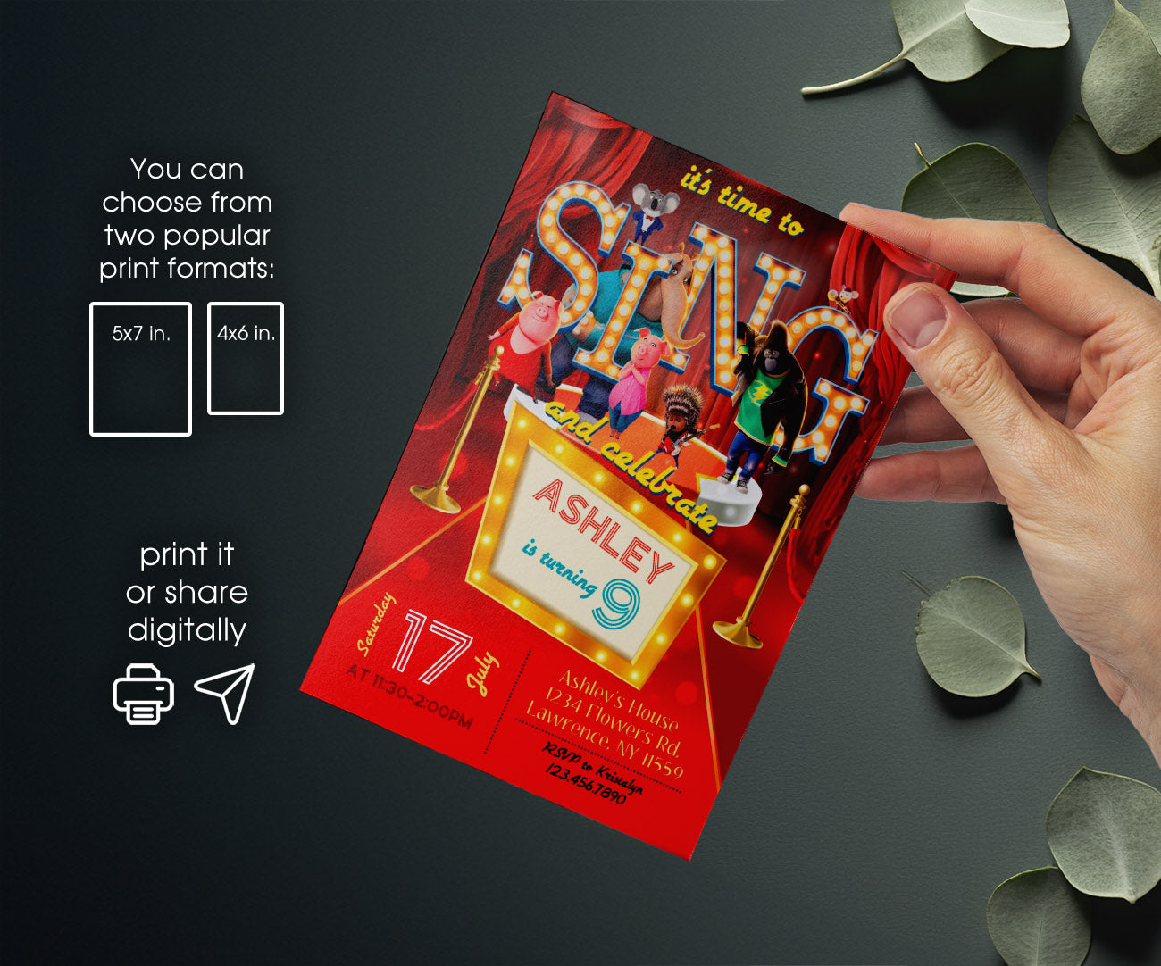 Sing Two Karaoke customizable invitation template | Share or Print | FR136