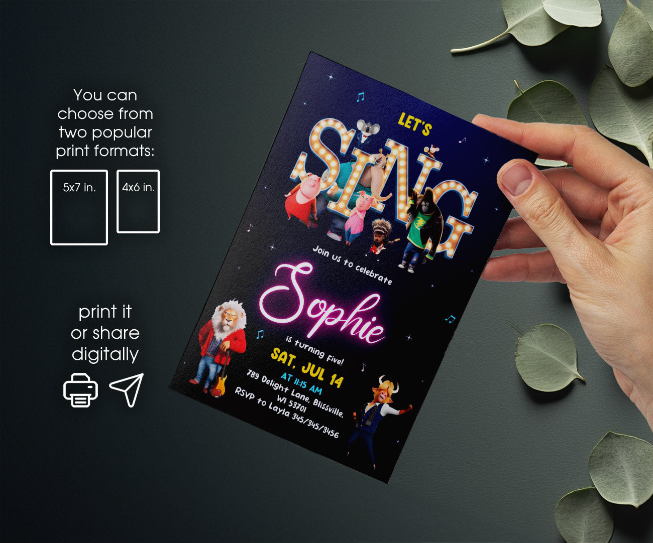 Sing Two Karaoke customizable invitation template | Share or Print | OU503