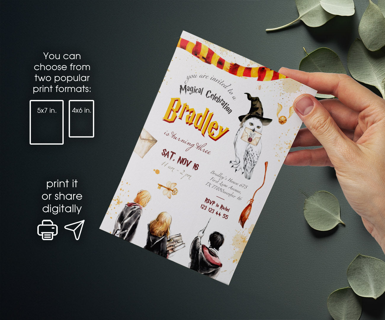 Harry Potter customizable invitation template | Share or Print | DR896