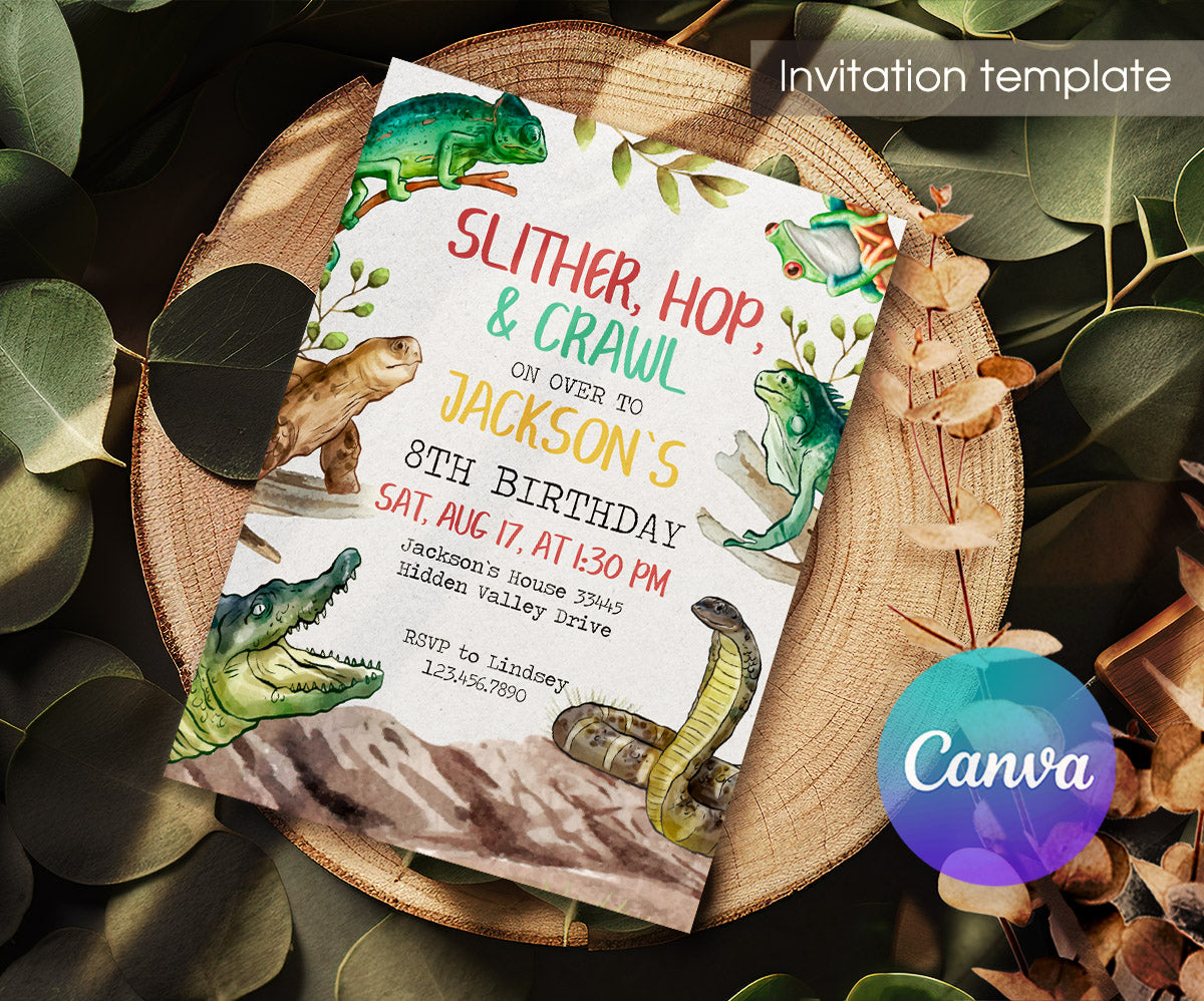 Reptile Lizard Snake customizable invitation template | Share or Print | VK904