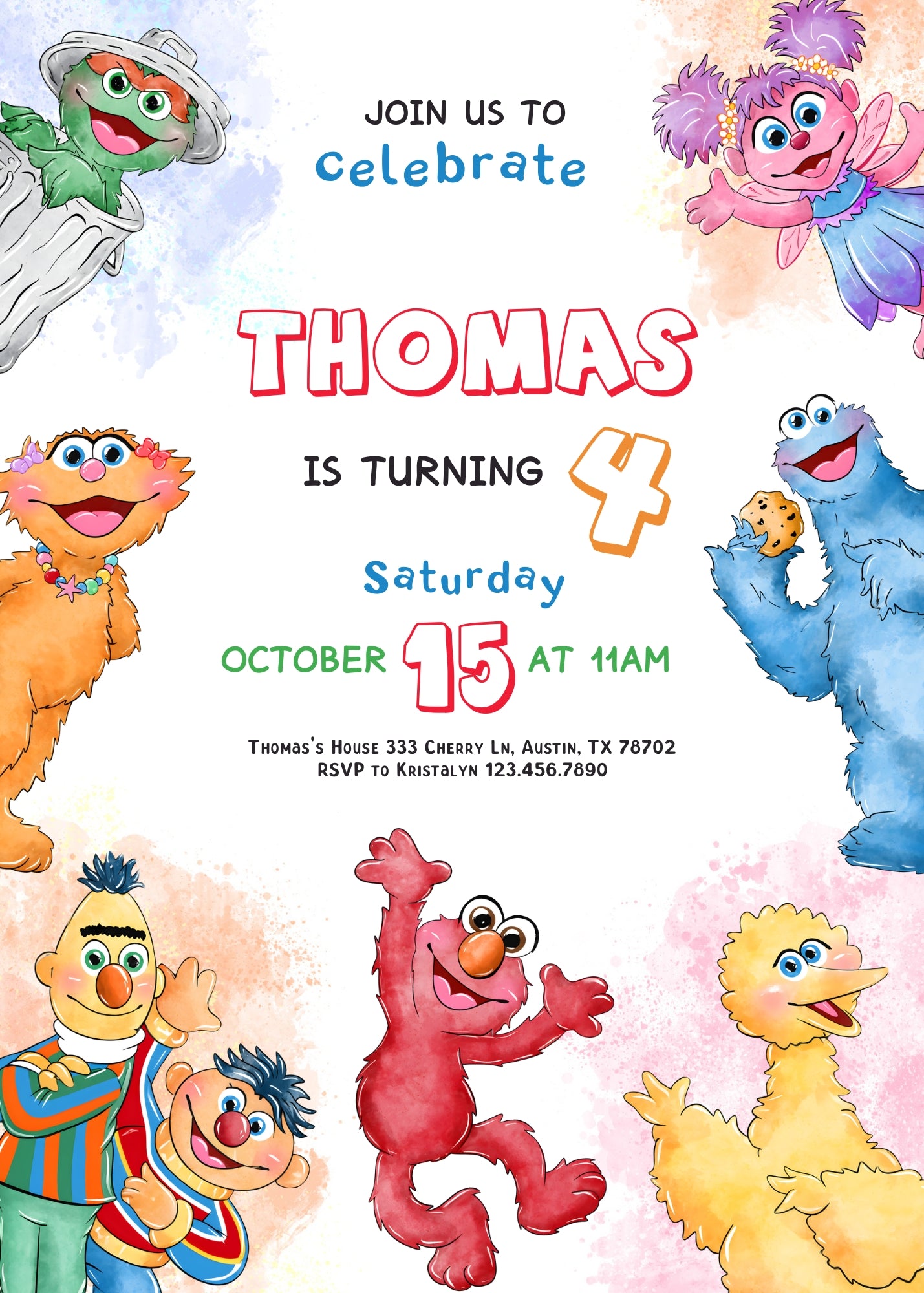 Sesame Street customizable invitation template | Share or Print | CG908