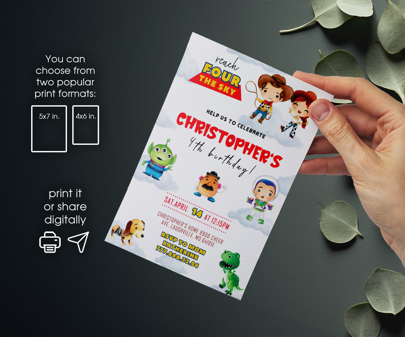 Toy Story Woody customizable invitation template | Share or Print | CQ668