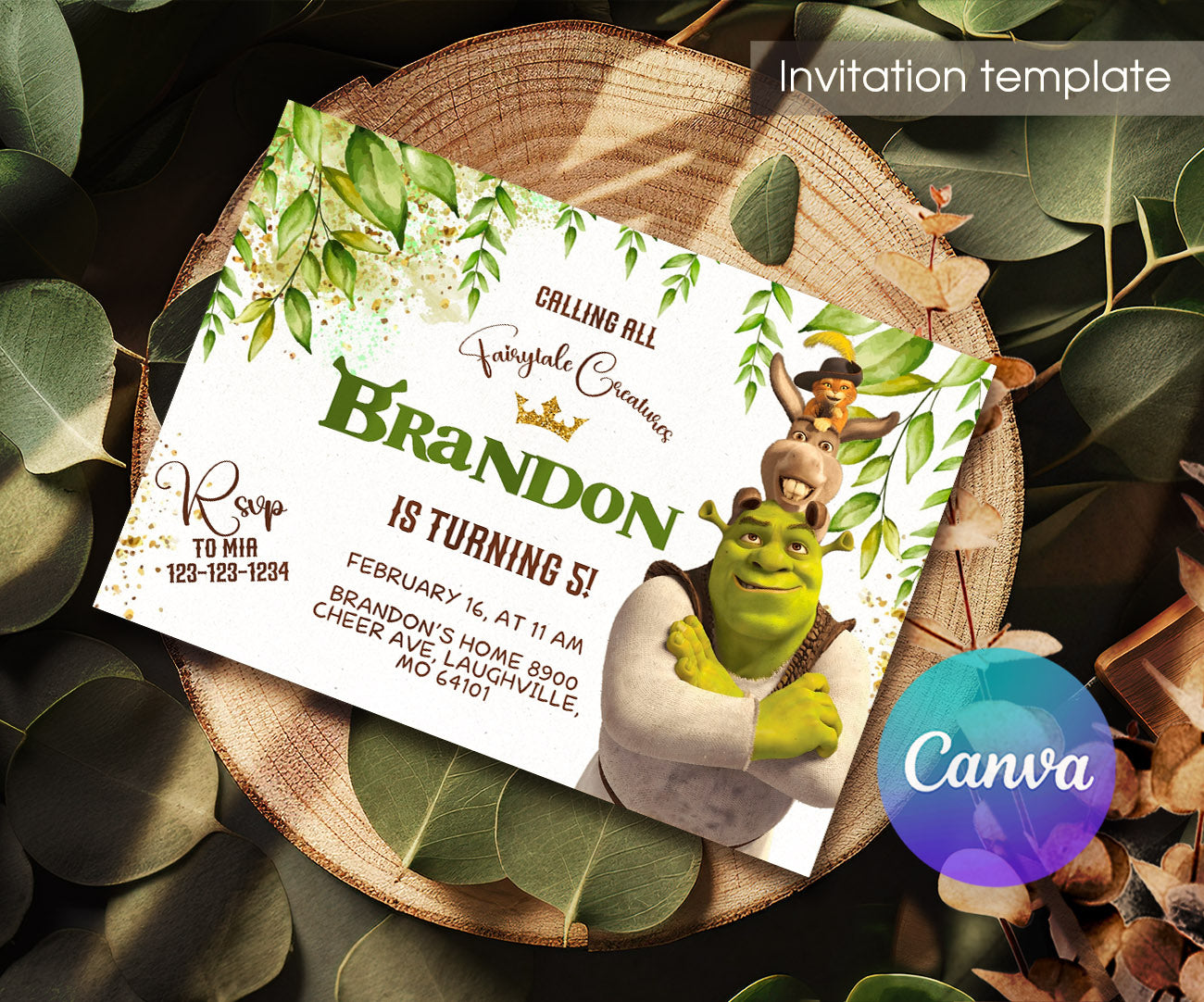 Shrek customizable invitation template | Share or Print | LY016