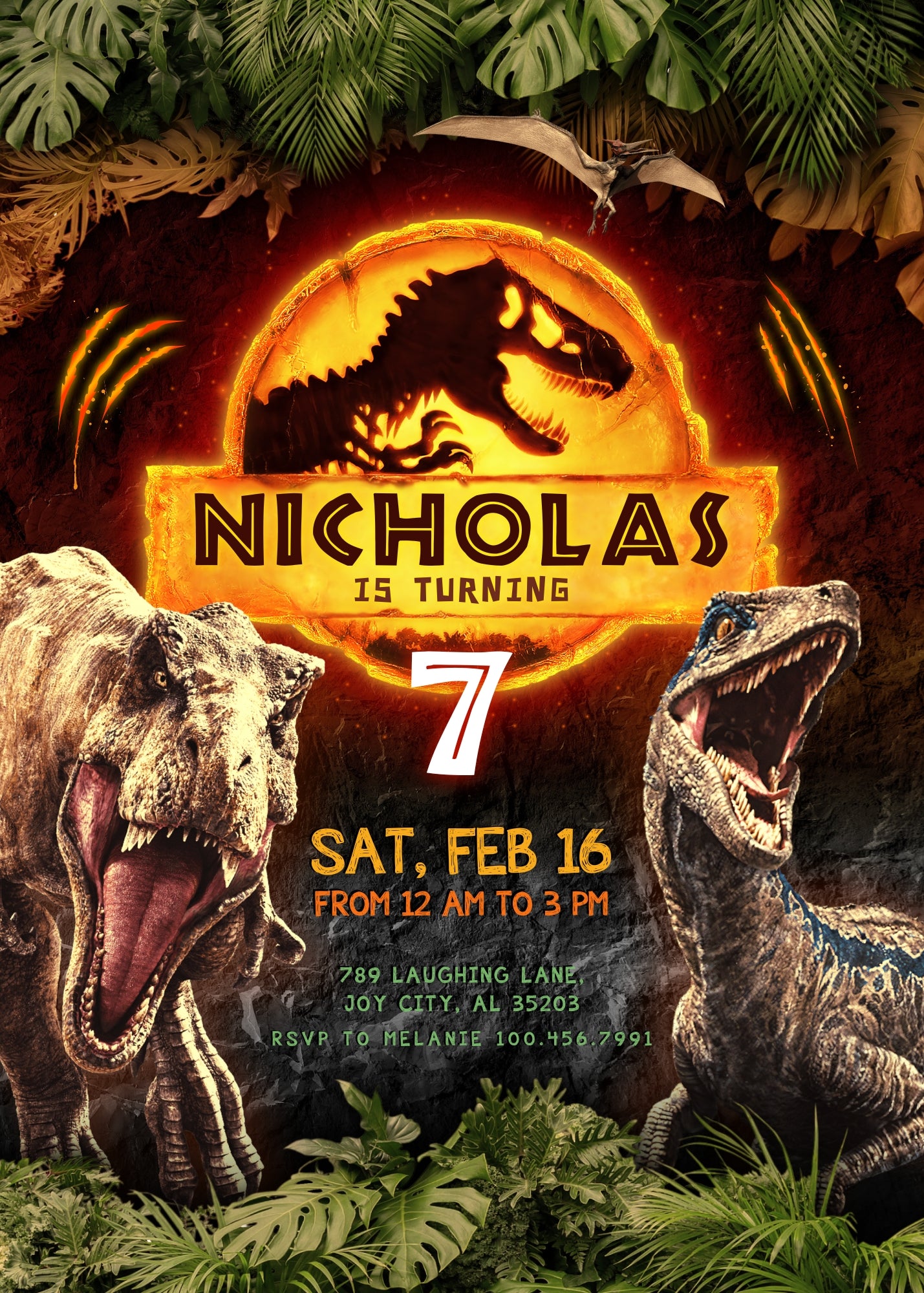 Jurassic World Dinosaur customizable invitation template | Share or Print | WW282