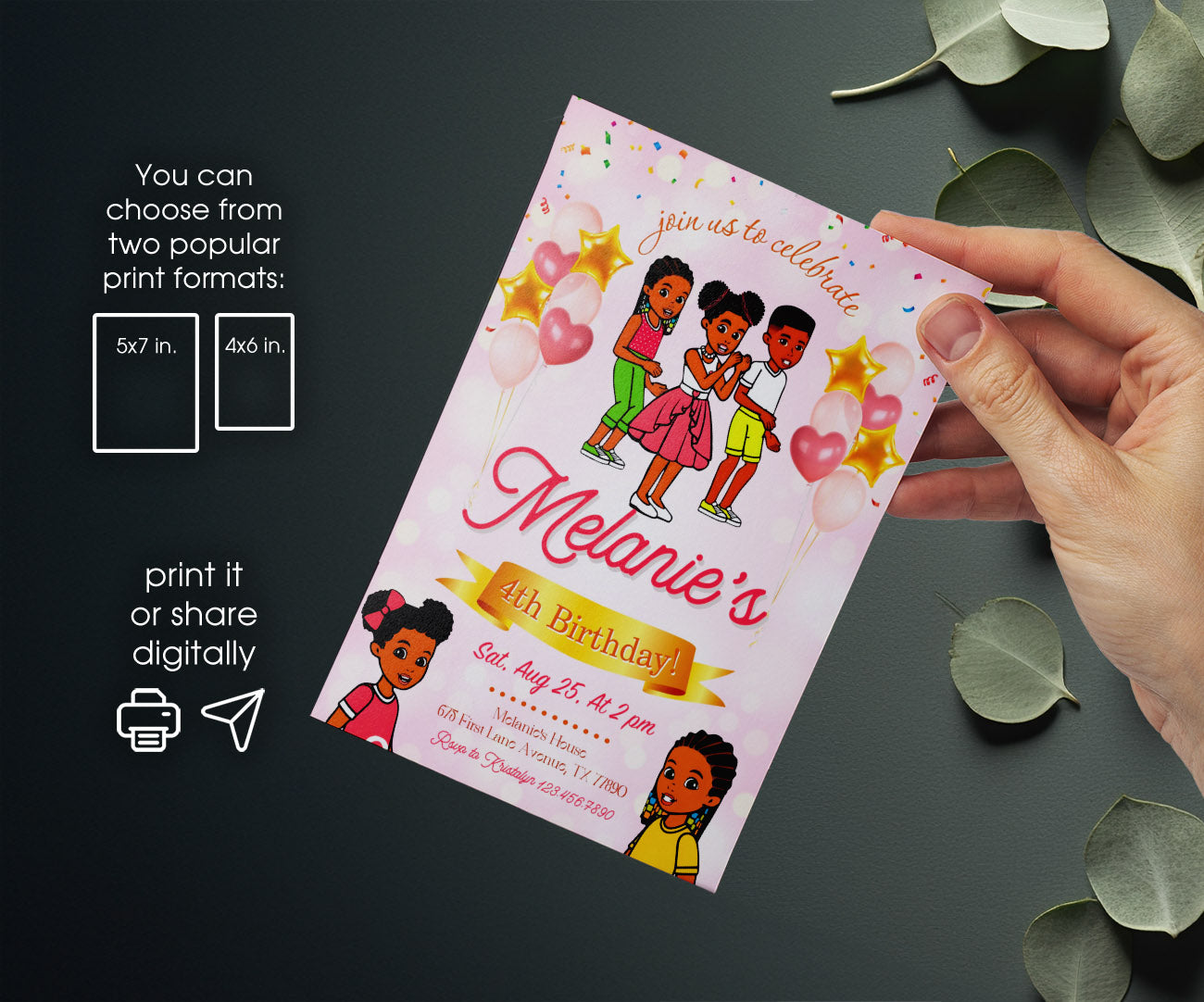 Gracie's Corner Music customizable invitation template | Share or Print | girl | HM349