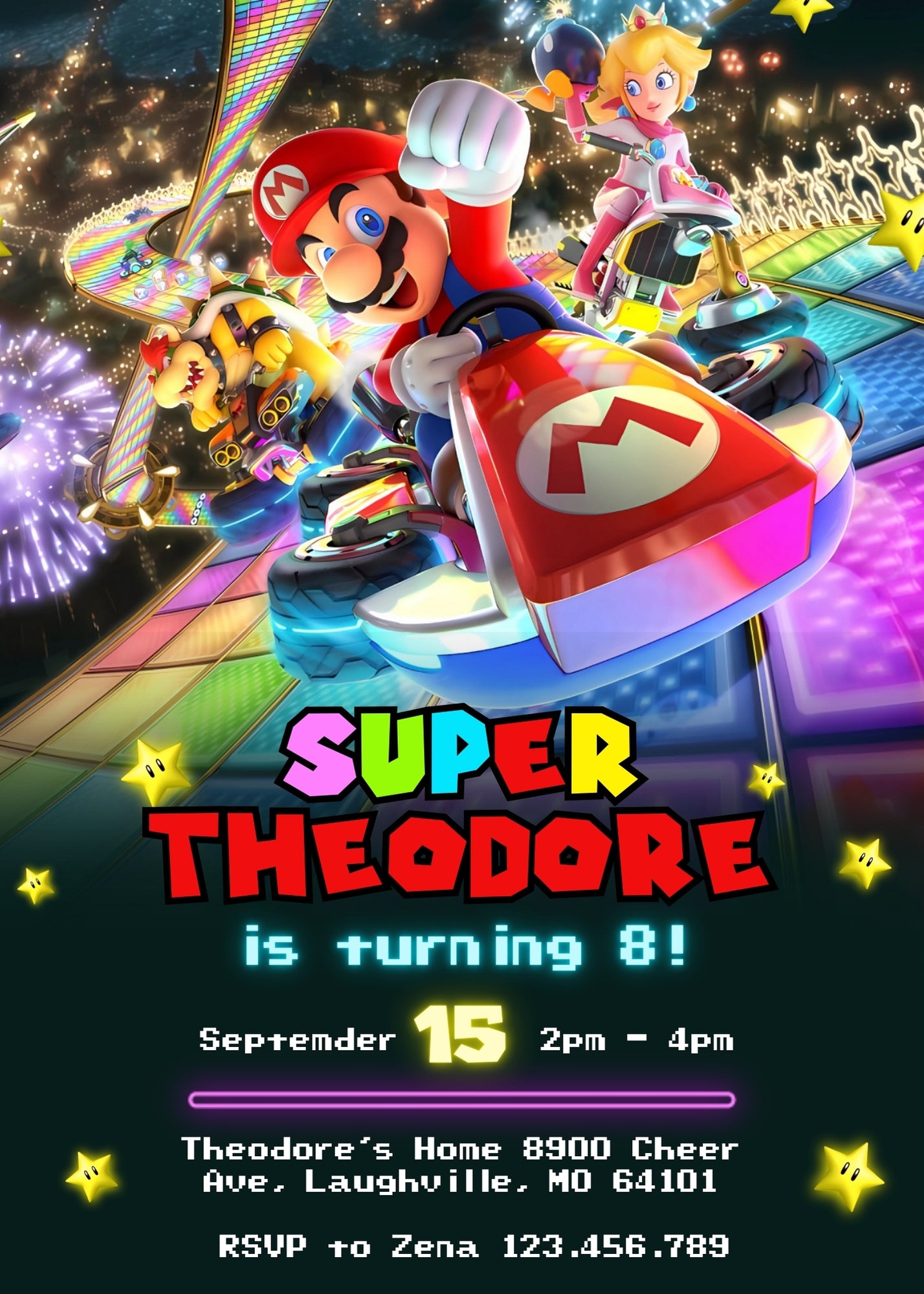 Mario Kart Gamer customizable invitation template | Share or Print | boy | KG440