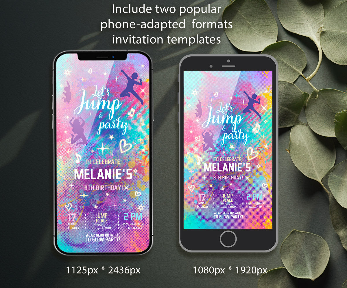 Trampoline Jump Party customizable invitation template | Share or Print | QE200