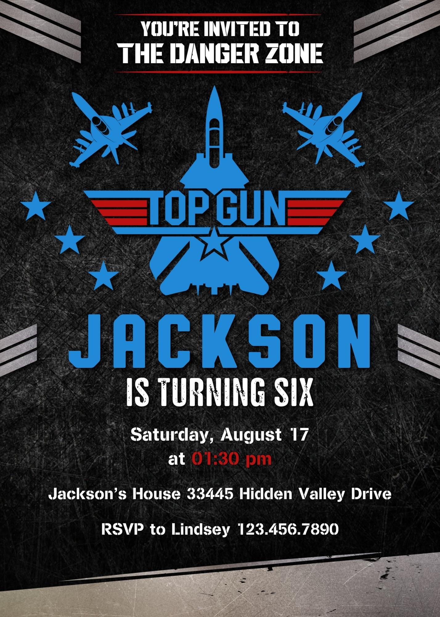 Top Gun Maverick Jet Fighter customizable invitation template | Share or Print | boy | MA270