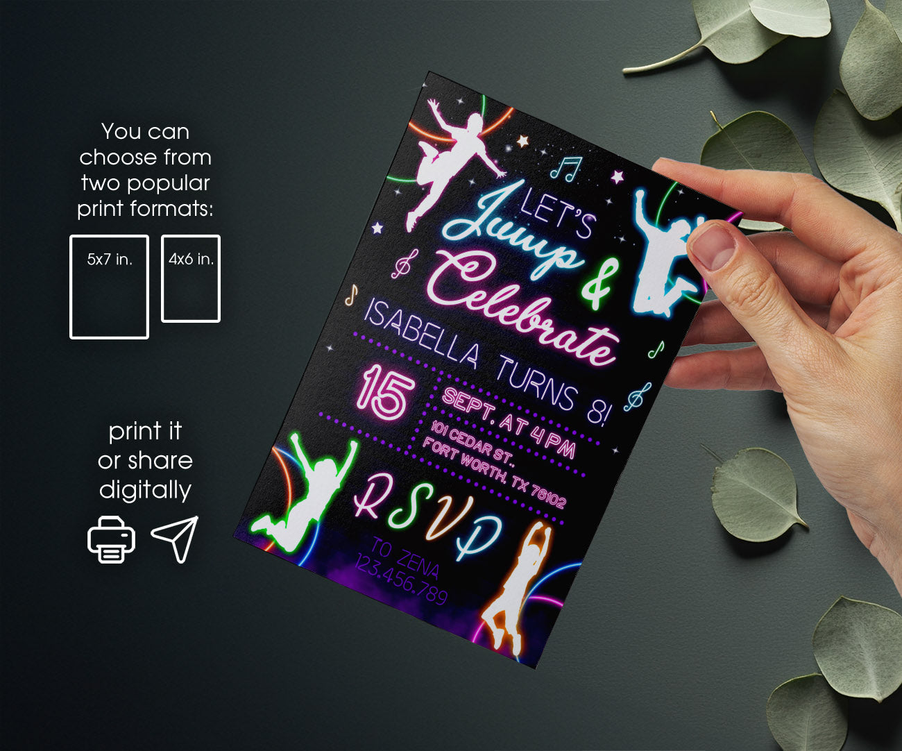 Trampoline Jump Party customizable invitation template | Share or Print | AW948