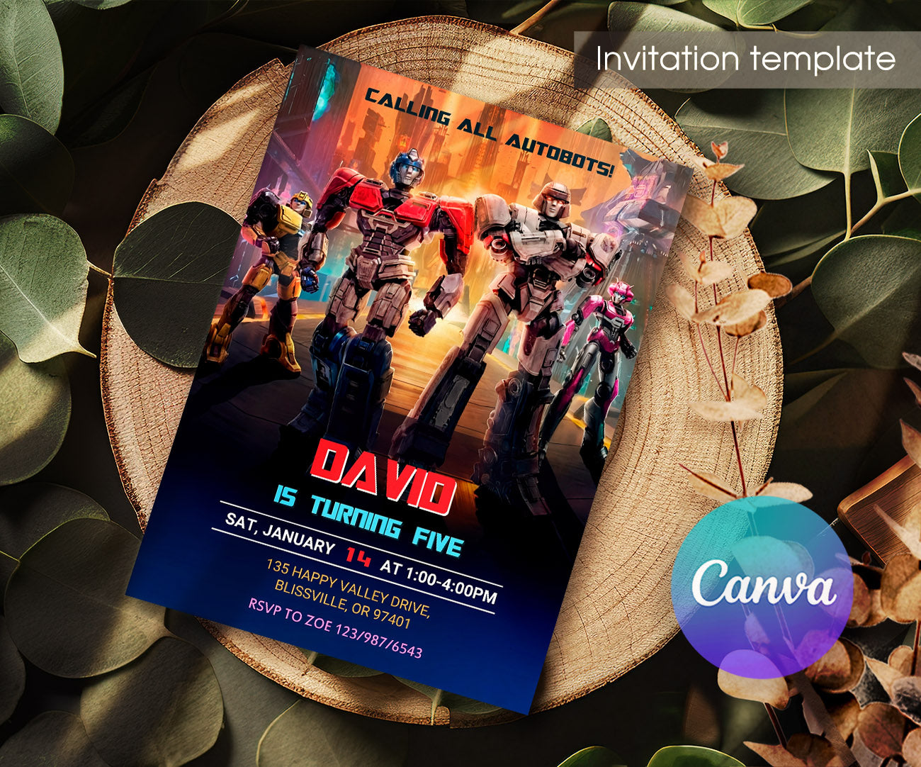 Transformers One Rescue Bots customizable invitation template | Share or Print | boy | SY631