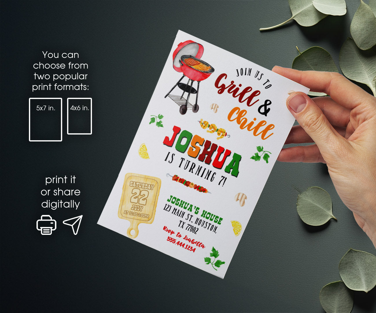 Grill Chill Bbq customizable invitation template | Share or Print | DI889