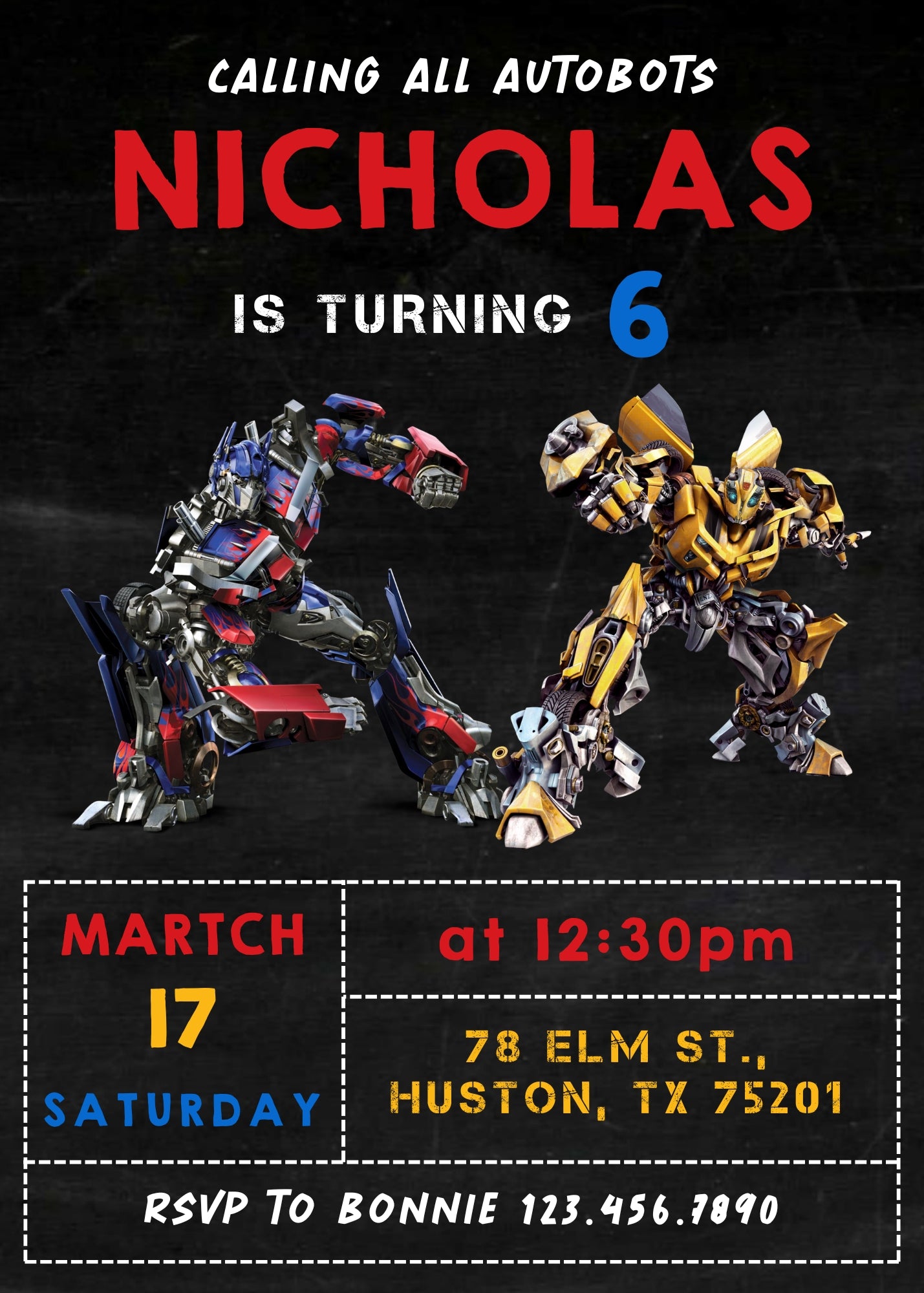 Transformers Rescue Bots customizable invitation template | Share or Print | boy | BH975