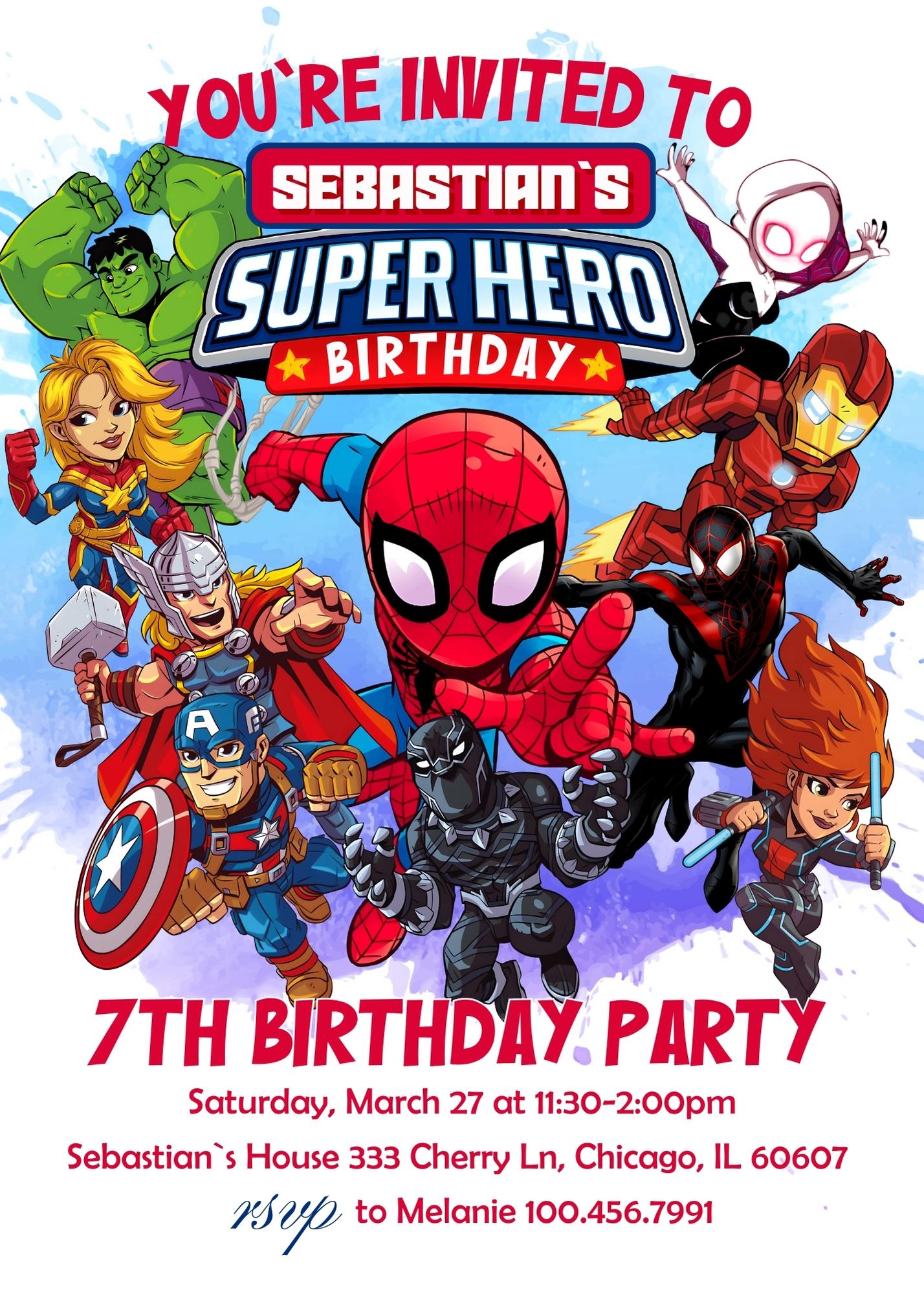 Avengers Marvel Superhero customizable invitation template | Share or Print | boy | WG375