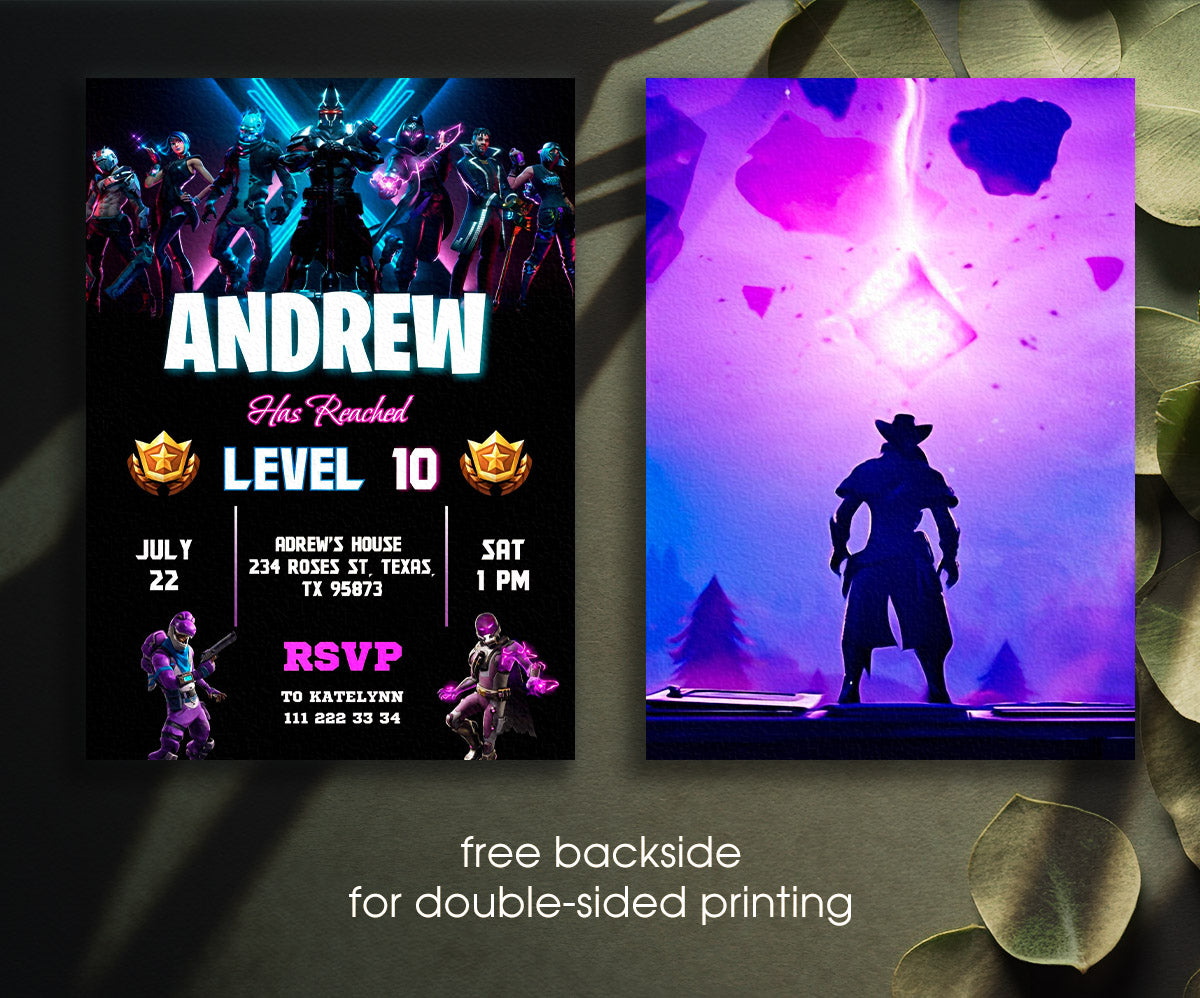 Fortnite Gamer customizable invitation template | Share or Print | boy | VG276