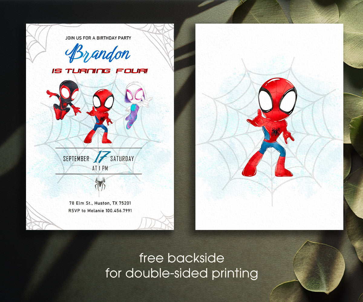 Spidey and His Amazing Friends customizable invitation template | Share or Print | boy | TQ809