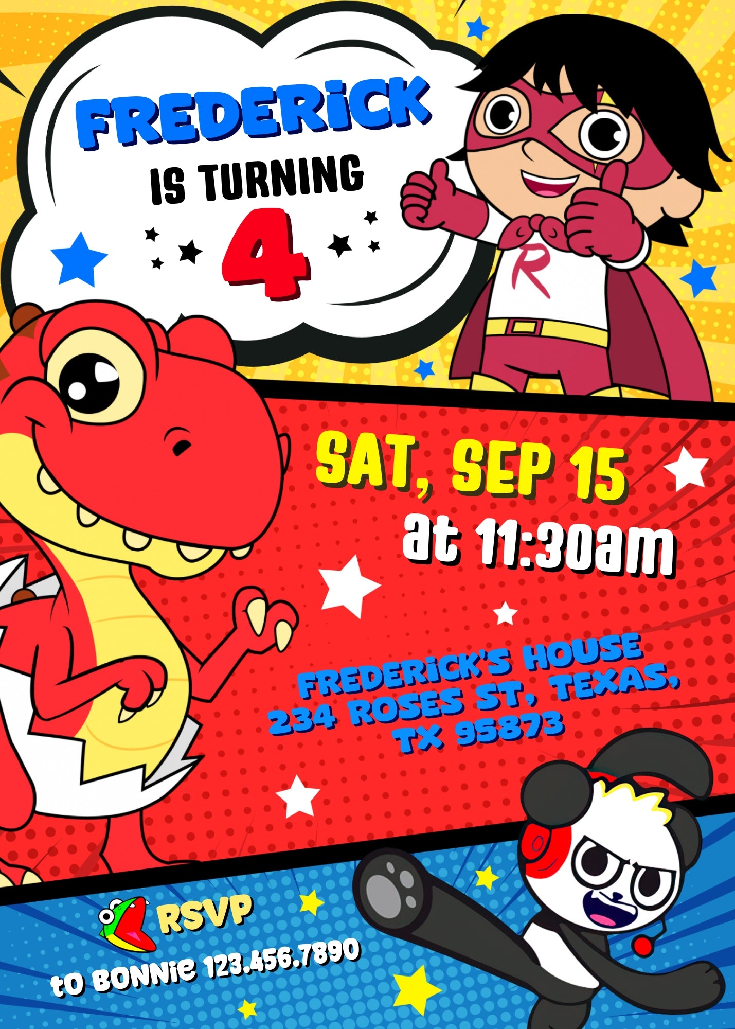 Ryan's World customizable invitation template | Share or Print | WC295
