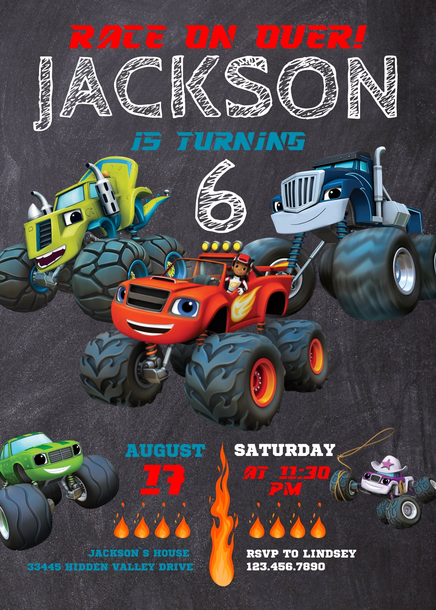Blaze Monster Machines Trucks customizable invitation template | Share or Print | boy | CQ587