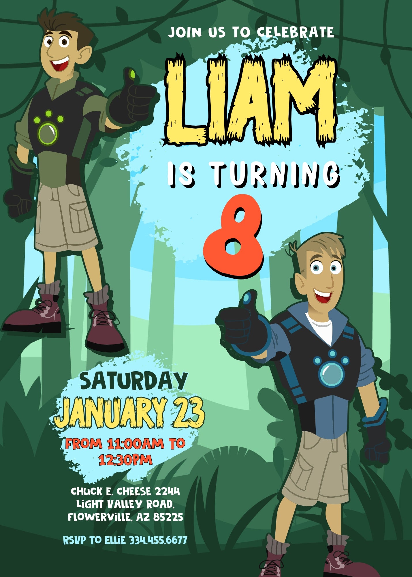 Wild Kratts Creature Hero customizable invitation template | Share or Print | YT772