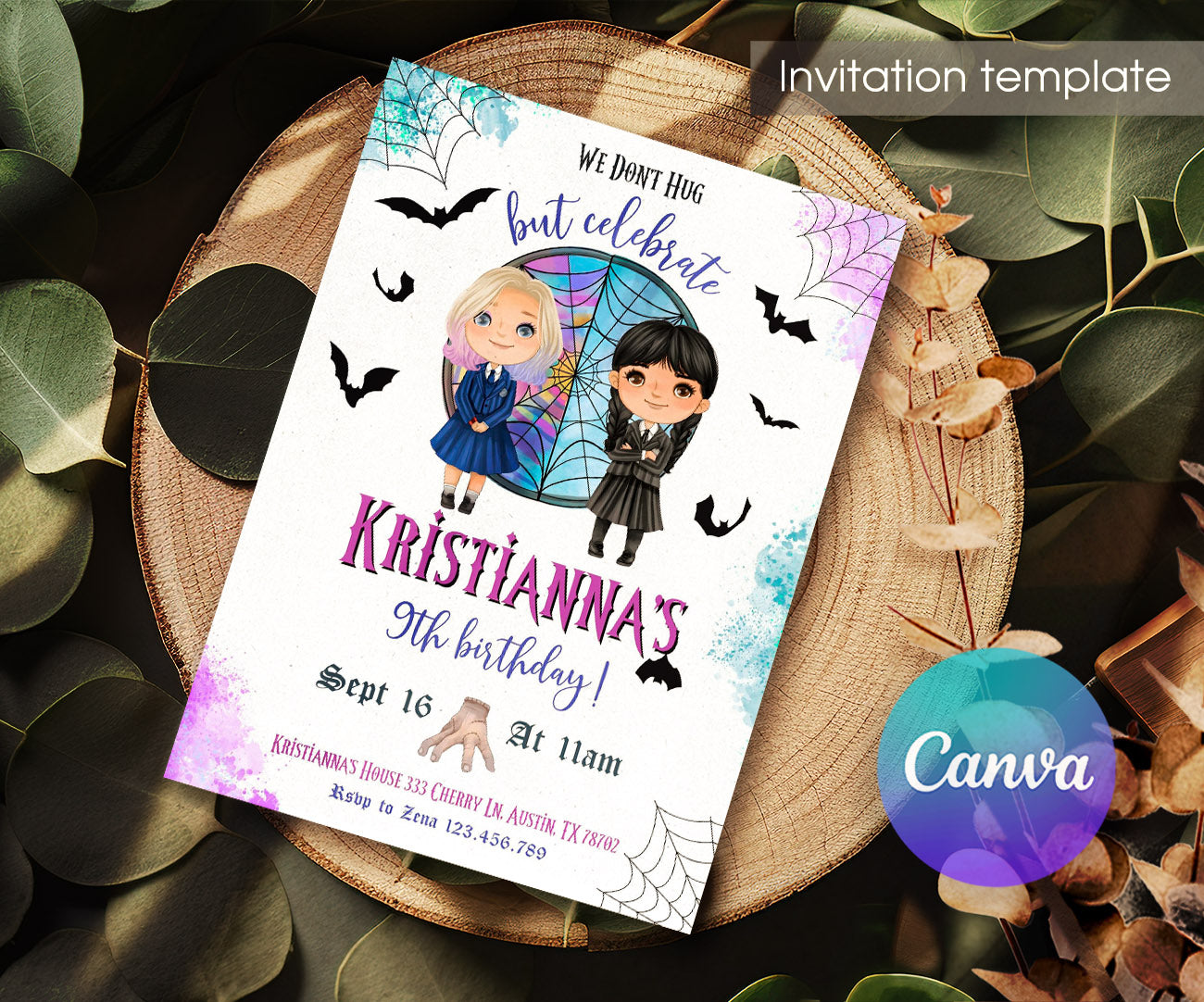 Wednesday Addams customizable invitation template | Share or Print | girl | TB207