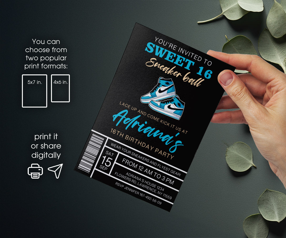 Sneaker Ball Air Jordan Nike customizable invitation template | Share or Print | XN331