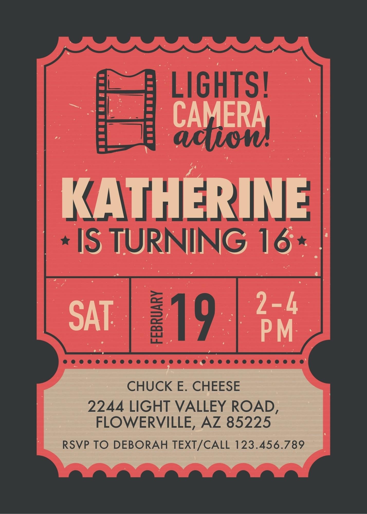 Hollywood Movie Party customizable invitation template | Share or Print | IN360