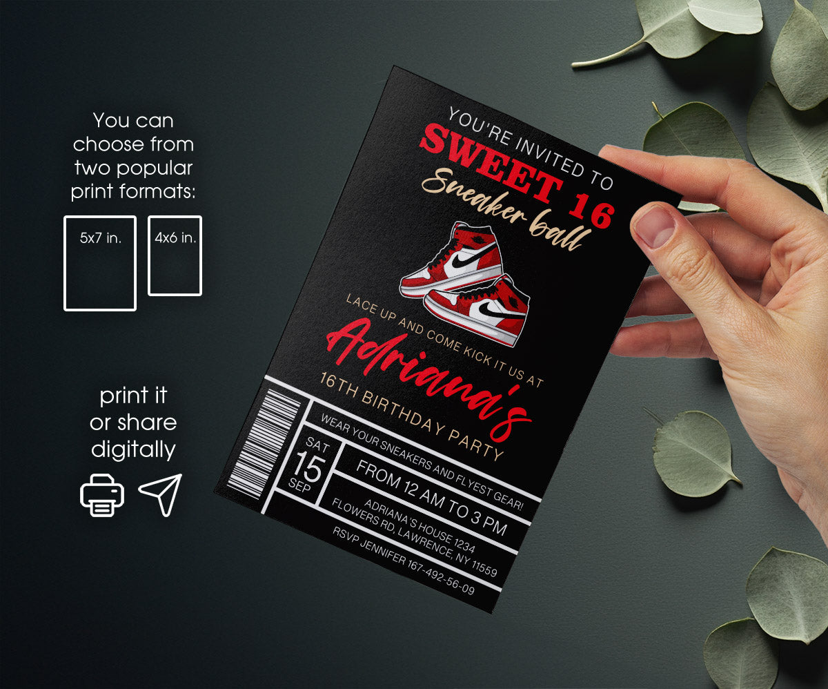 Sneaker Ball Air Jordan Nike customizable invitation template | Share or Print | TX641