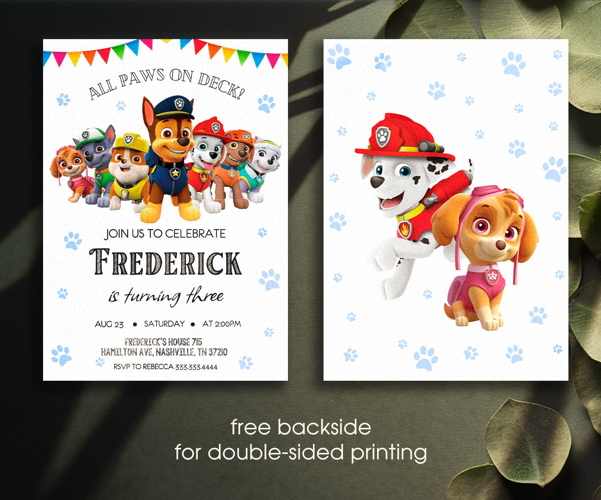 PAW Patrol customizable invitation template | Share or Print | ZZ817