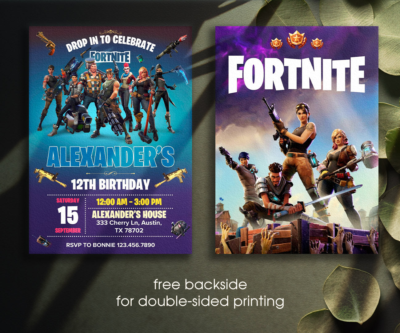 Fortnite Gamer customizable invitation template | Share or Print | boy | AF817