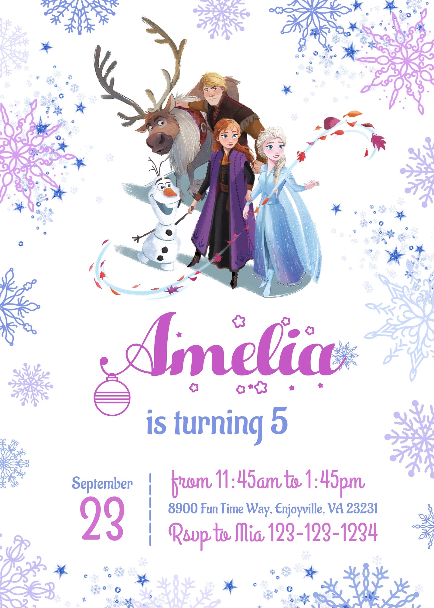Frozen Elsa customizable invitation template | Share or Print | girl | YY499