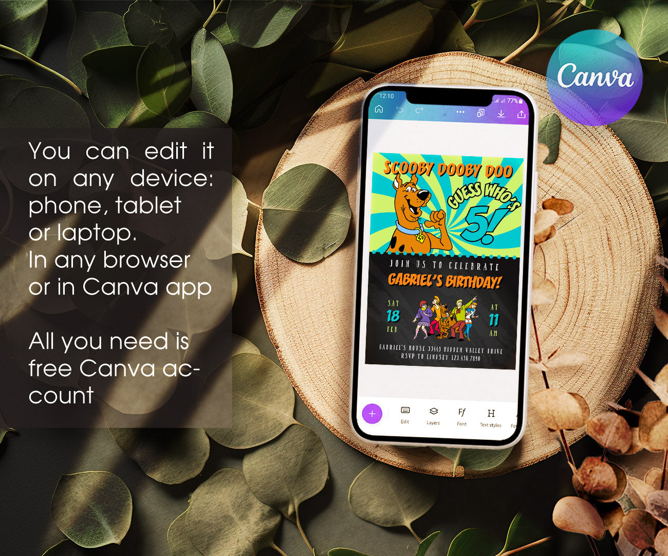 Scooby-Doo customizable invitation template | Share or Print | WP378