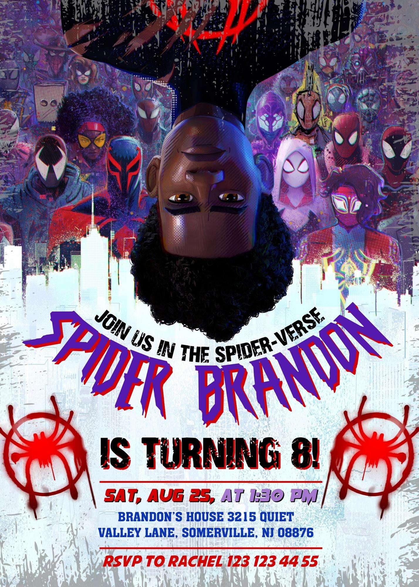 Spider Man Across the Spider-Verse customizable invitation template | Share or Print | boy | EG034