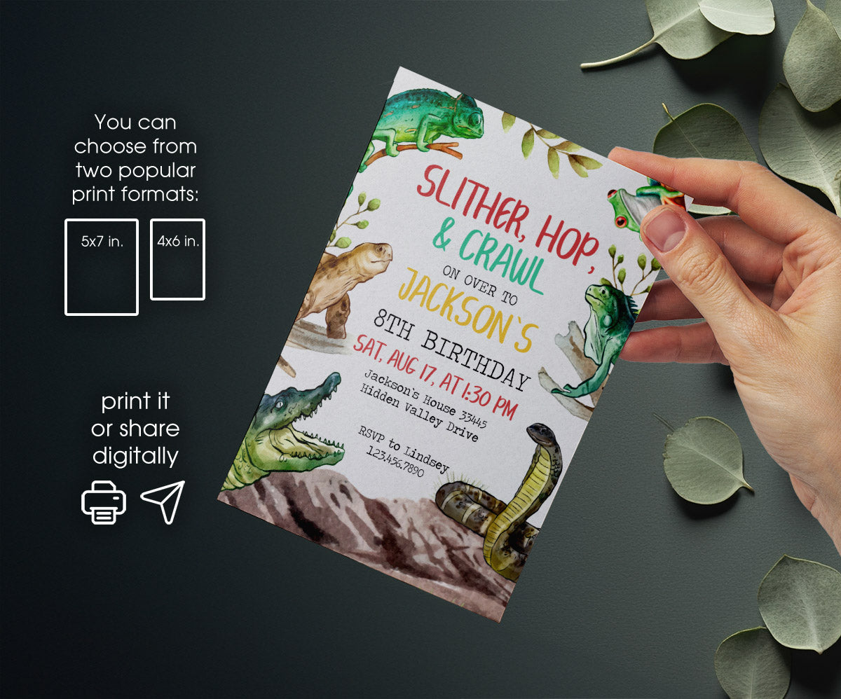 Reptile Lizard Snake customizable invitation template | Share or Print | VK904