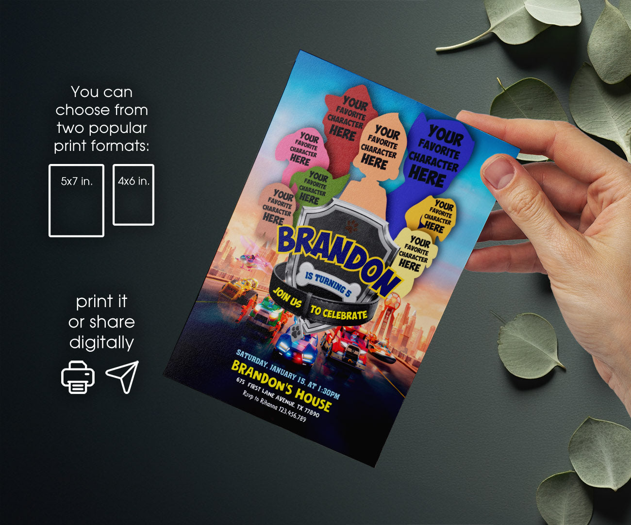 PAW Patrol customizable invitation template | Share or Print | OQ238
