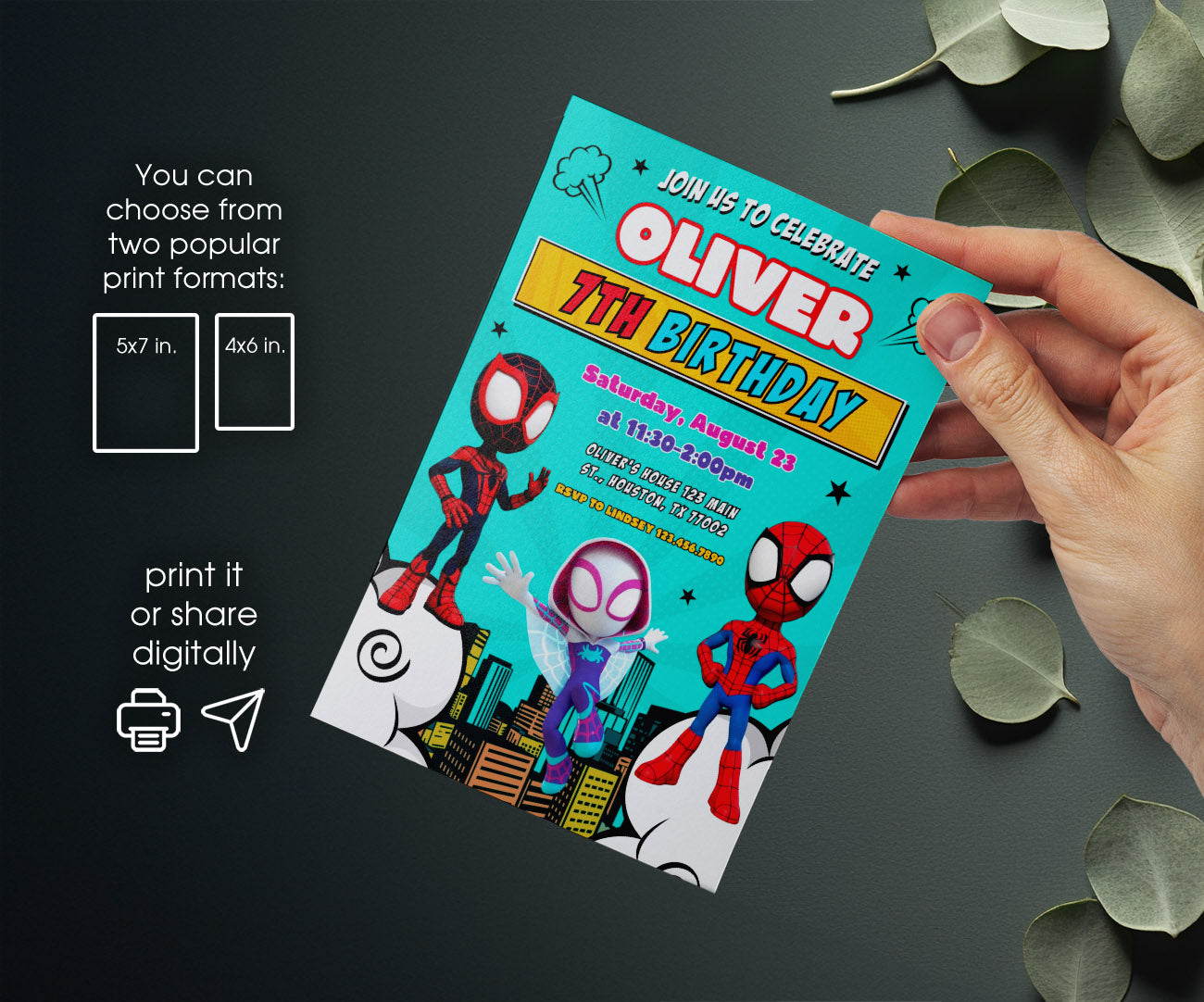 Spidey and His Amazing Friends customizable invitation template | Share or Print | boy | DC179