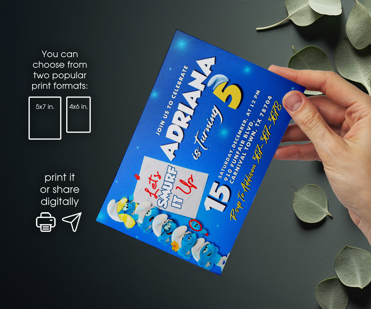 Smurfs customizable invitation template | Share or Print | KO863