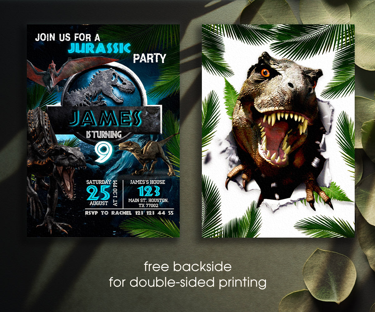 Jurassic Park Dinosaur customizable invitation template | Share or Print | NR280