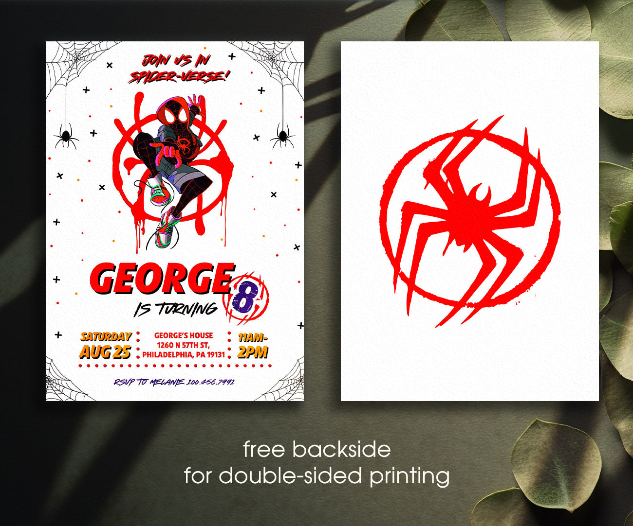Spider Man Across the Spider-Verse customizable invitation template | Share or Print | boy | YV940