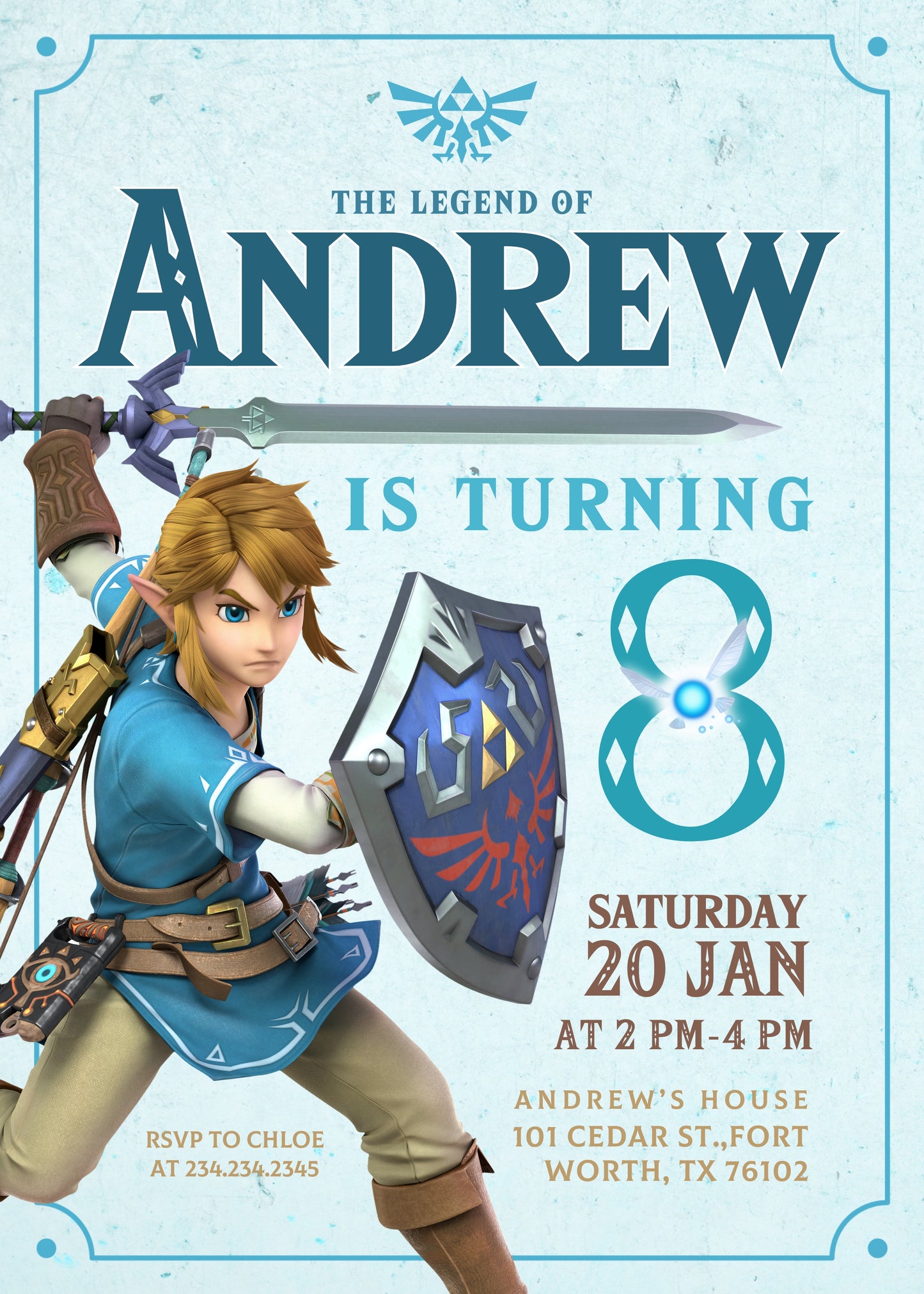 Legend of Zelda Gamer customizable invitation template | Share or Print | IG789