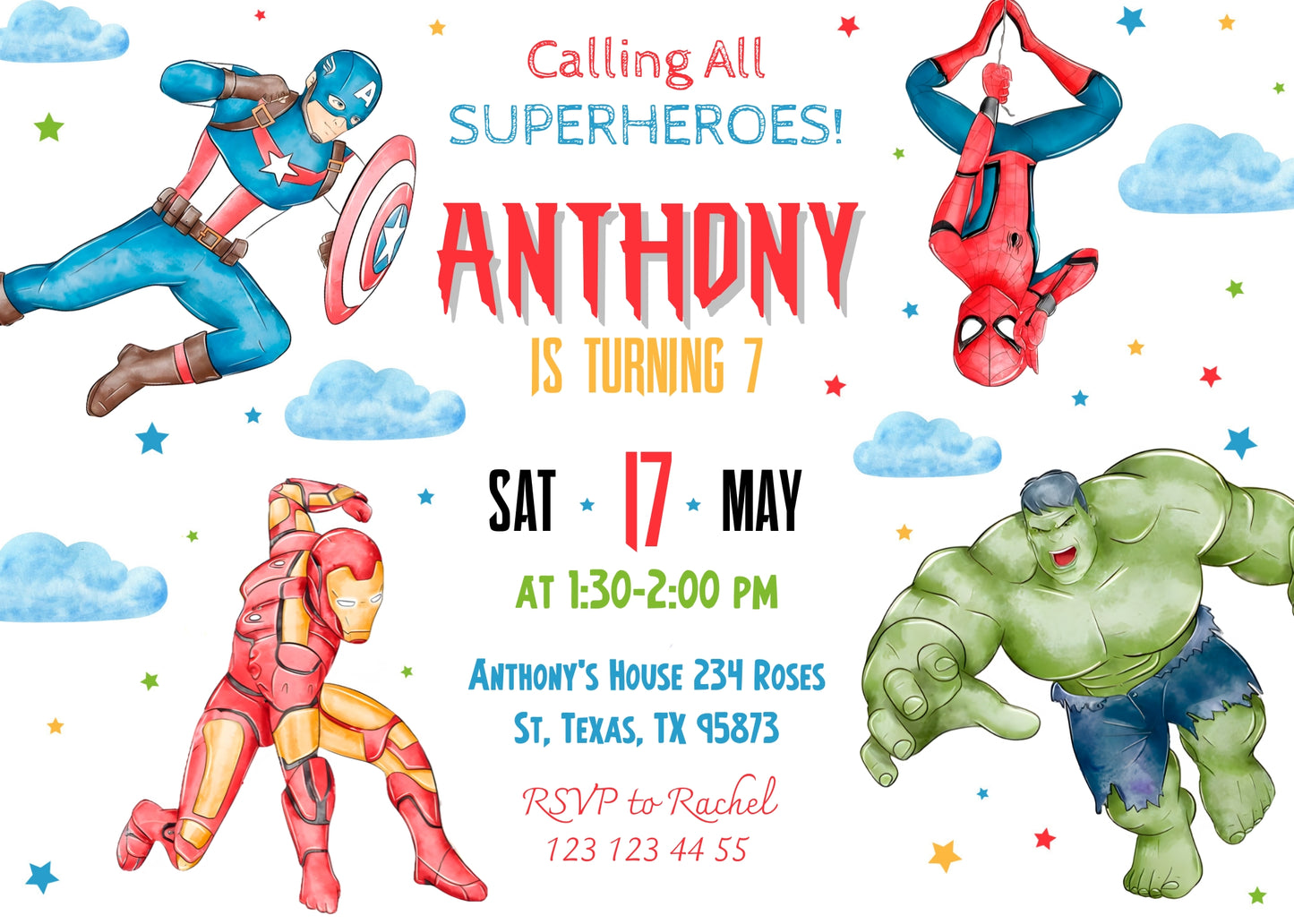 Avengers Marvel Superhero customizable invitation template | Share or Print | boy | AK874