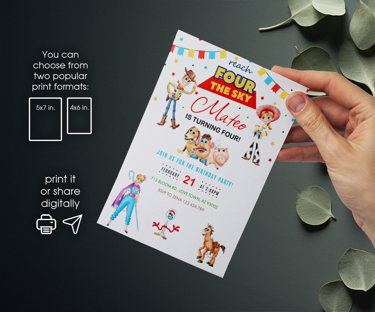 Toy Story Woody customizable invitation template | Share or Print | GO709