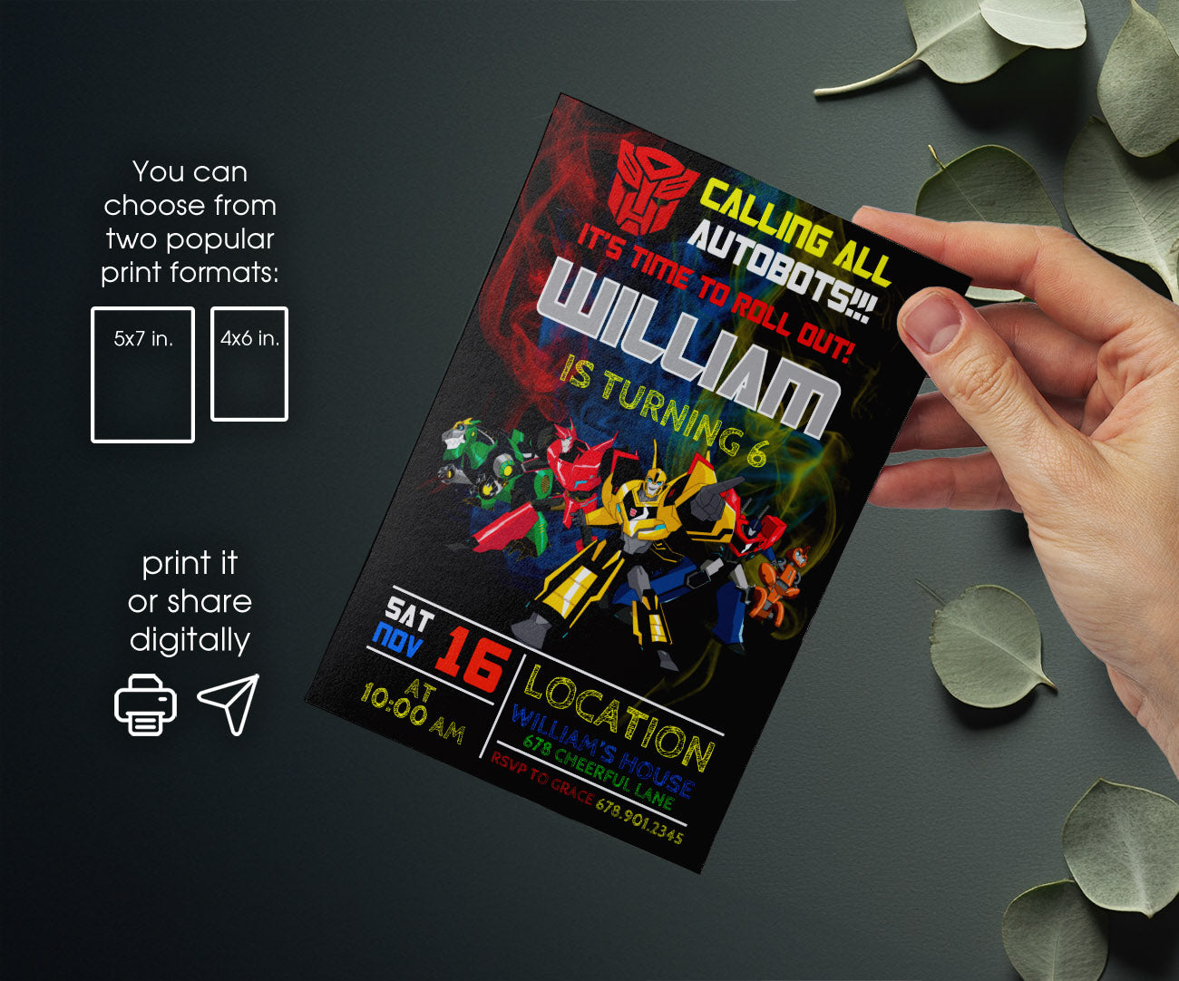 Transformers Rescue Bots customizable invitation template | Share or Print | boy | SP095