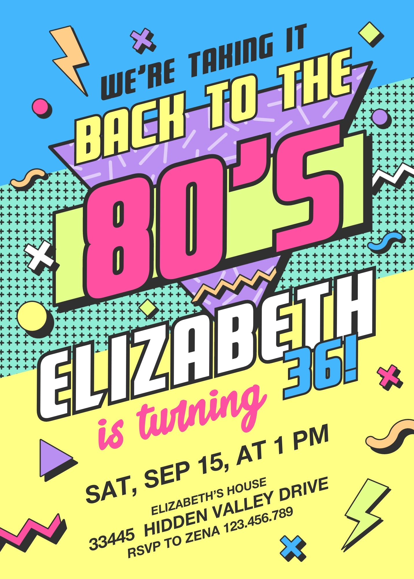 80th Eightieth Party Disco customizable invitation template | Share or Print | OP618