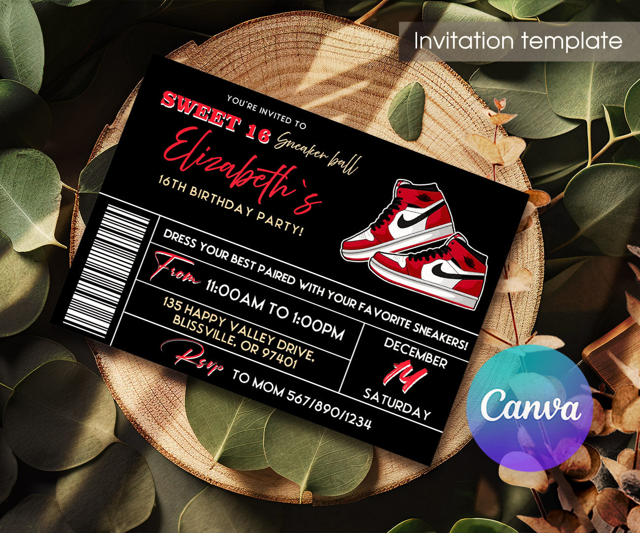 Sneaker Ball Air Jordan Nike customizable invitation template | Share or Print | SG925