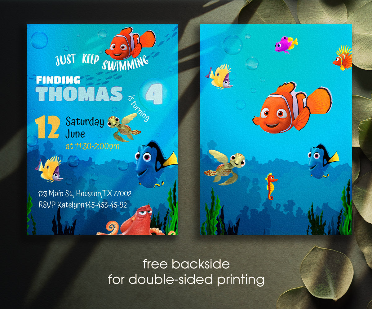 Finding Nemo customizable invitation template | Share or Print | FG808
