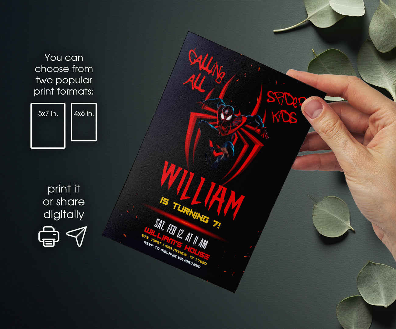 Spiderman Marvel Superhero customizable invitation template | Share or Print | boy | ET413