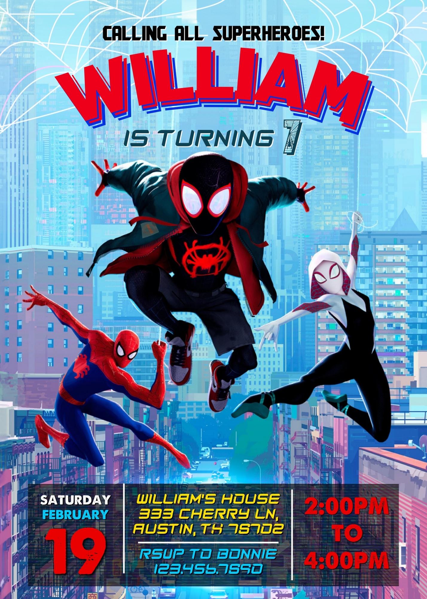 Spider Man Across the Spider-Verse customizable invitation template | Share or Print | boy | ES151