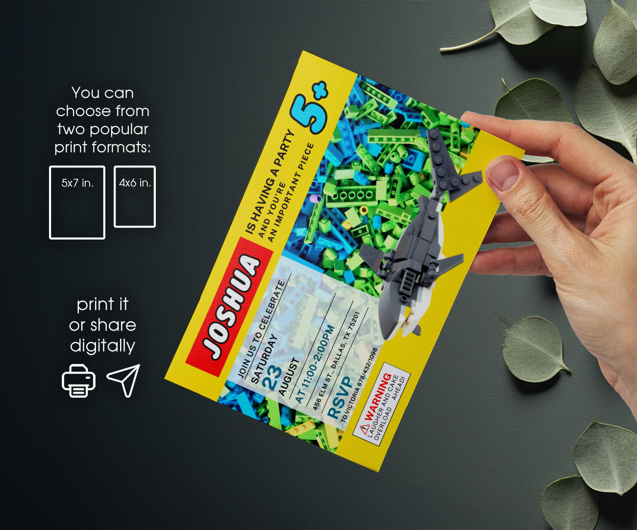 Lego Shark Jaws customizable invitation template | Share or Print | LI765