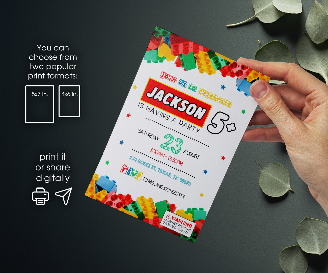 Lego customizable invitation template | Share or Print | VO200
