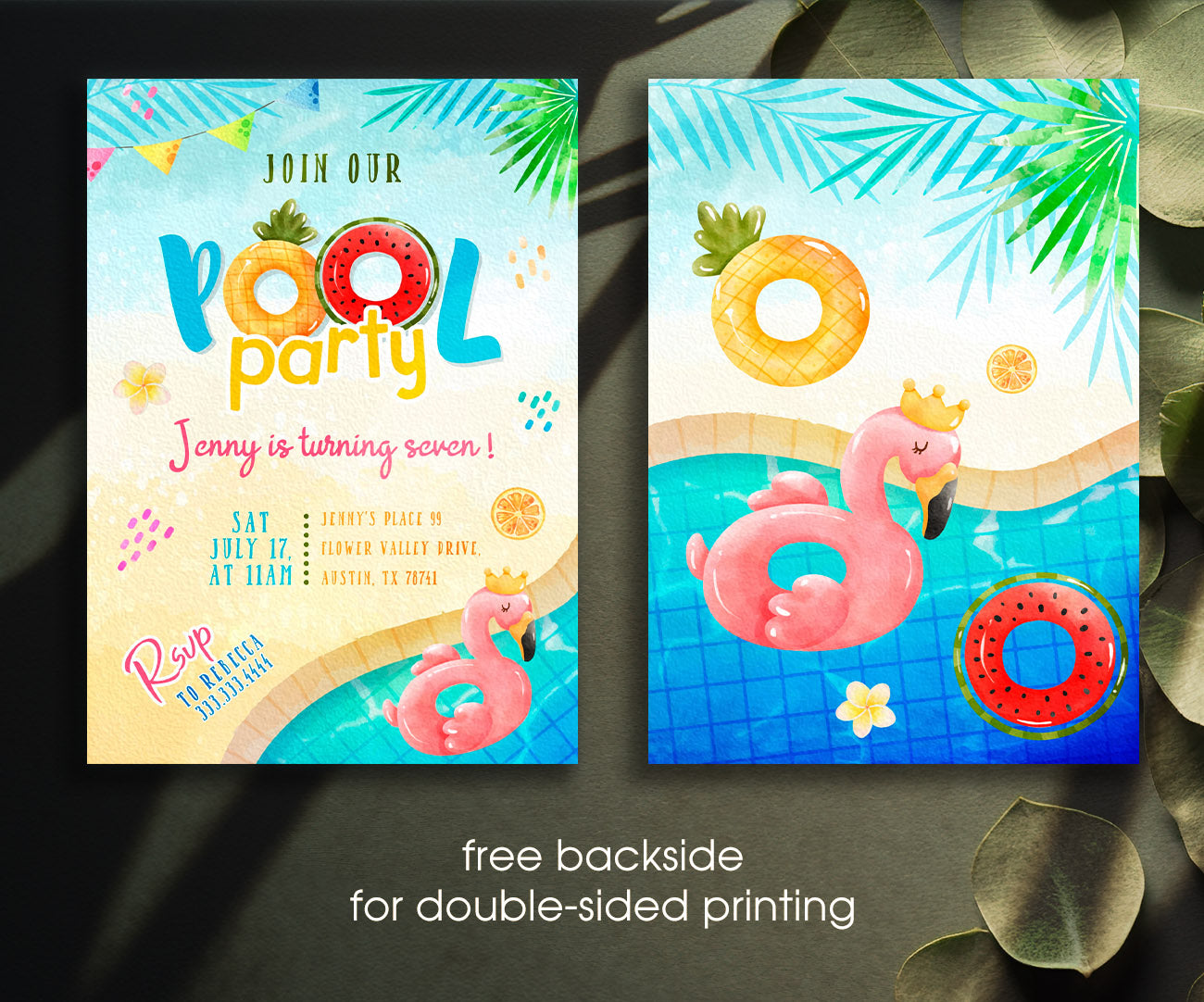 Pool Party customizable invitation template | Share or Print | girl | CB921
